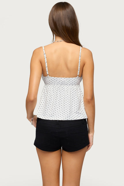 Belen Polka Dot Lacey Babydoll Top - White And Black