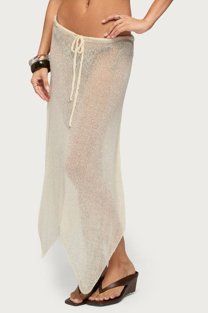 Isla Handkerchief Sheer Knit Midi Skirt