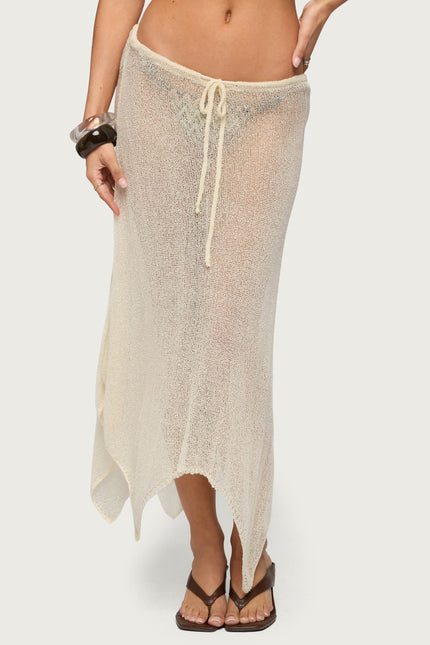 Isla Handkerchief Sheer Knit Midi Skirt