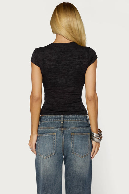 Swapna Asymmetric Button Up Top - Black