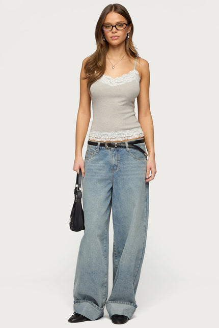 Vieve Contrast Lacey Tank Top