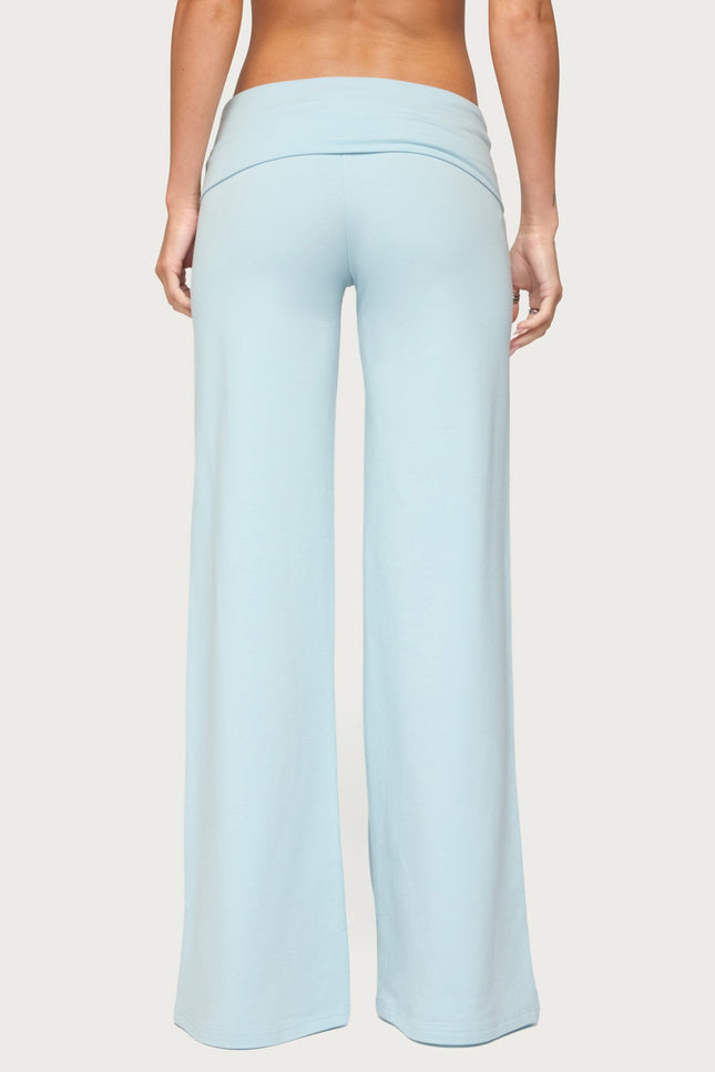 Poppy Foldover Wide Leg Pants - Light Blue