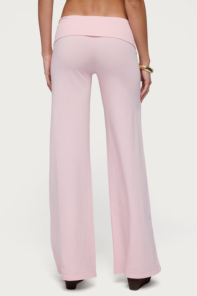 Poppy Foldover Wide Leg Pants - Pink