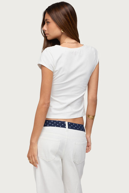 Penelopy Overlap V Neck Top - Cream