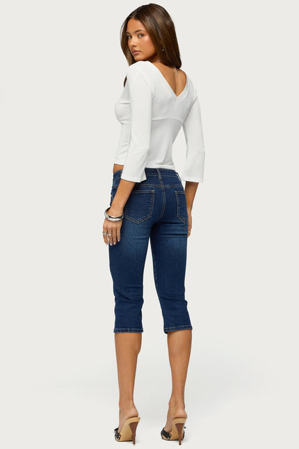 Fifer Low Rise Capri Jeans - Dark Blue Washed