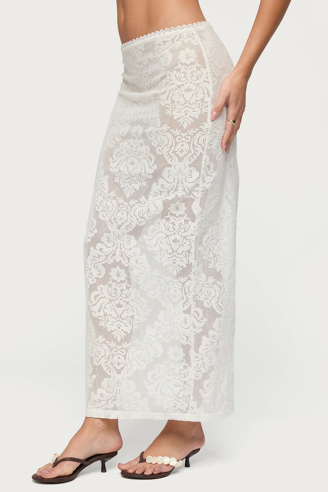 Violette Sheer Lace Maxi Skirt