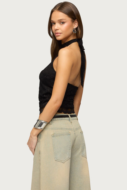Perrie Lace High Neck Halter Top