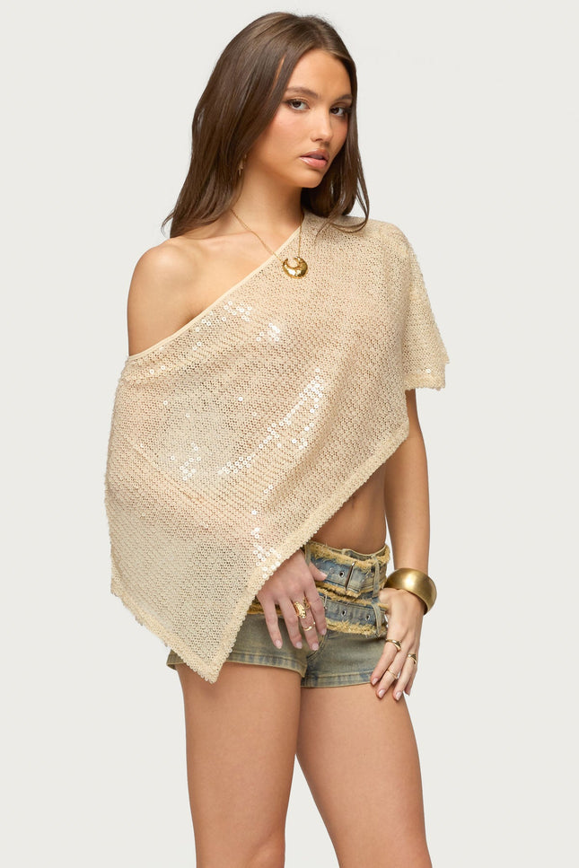 Alanna Sheer Sequin Poncho