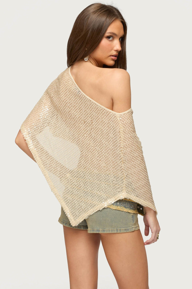 Alanna Sheer Sequin Poncho