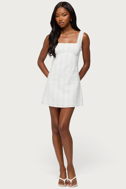 Citrina Lacey Striped Mini Dress - White