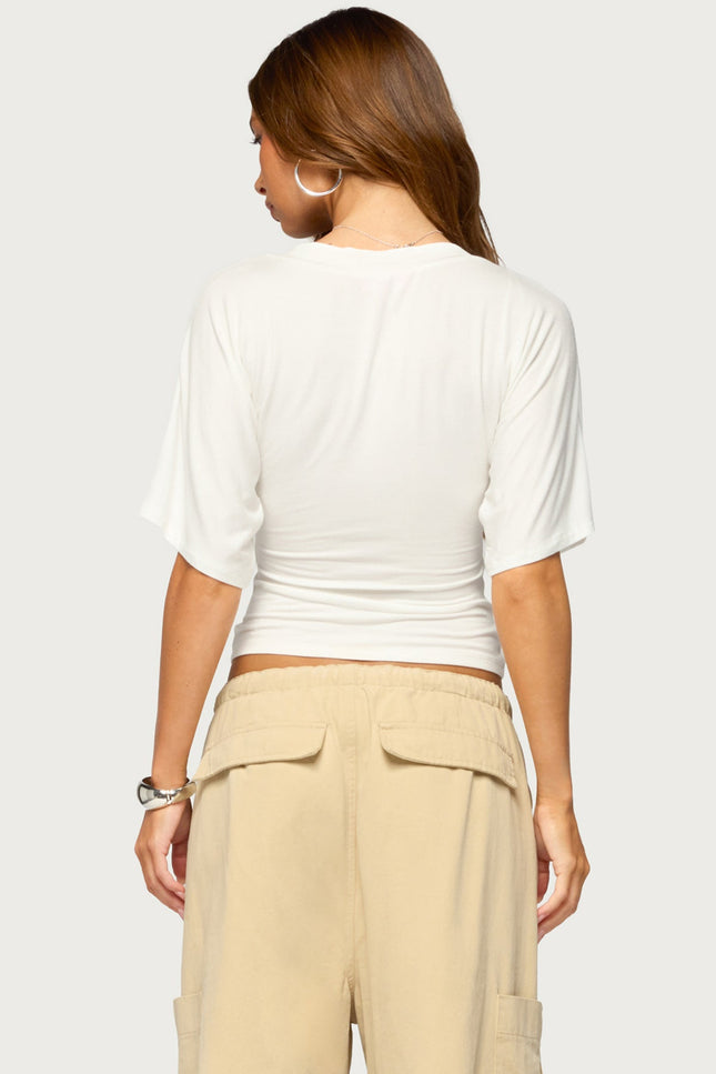 Sully Iridescent Button Wrapped Top - White