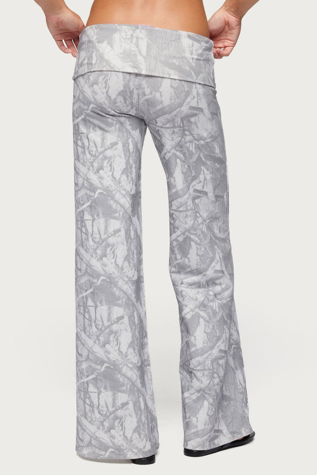 Cammy Wide Leg Foldover Pants - Gray