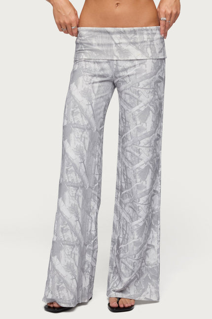 Cammy Wide Leg Foldover Pants - Gray
