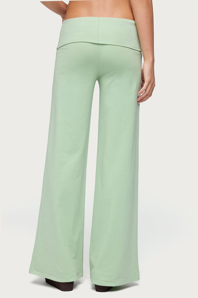 Cammy Wide Leg Foldover Pants - Green
