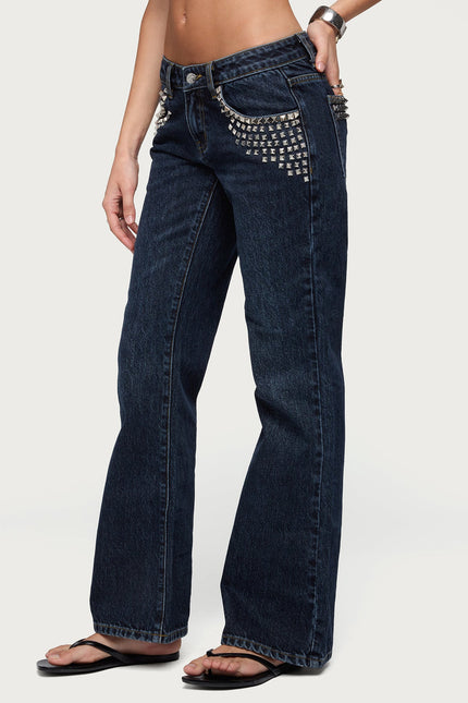 Tyler Studded Low Rise Bootcut Jeans