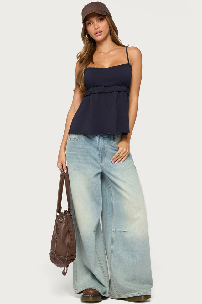 Zepher Lettuce Tank Top - Navy