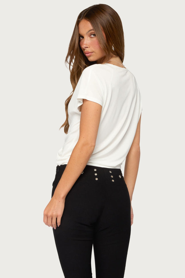 Marisse Tie Front Top - White