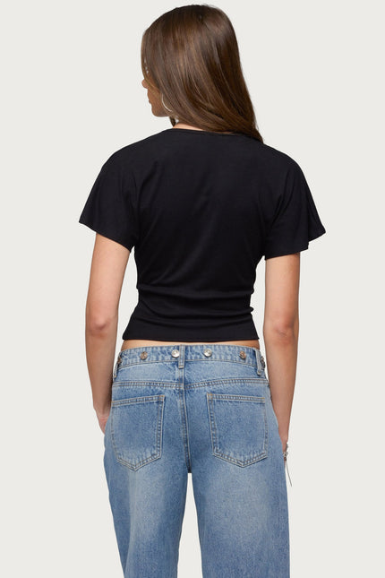 Mundy Deep V Neck Top - Black