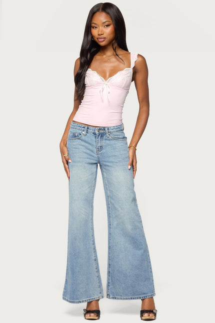 Troya Contrast Lacey Top - Pink And White