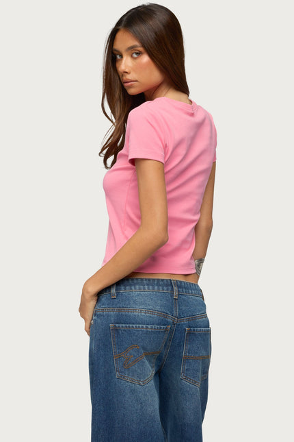 UK Girl Rhinestone T Shirt - Pink