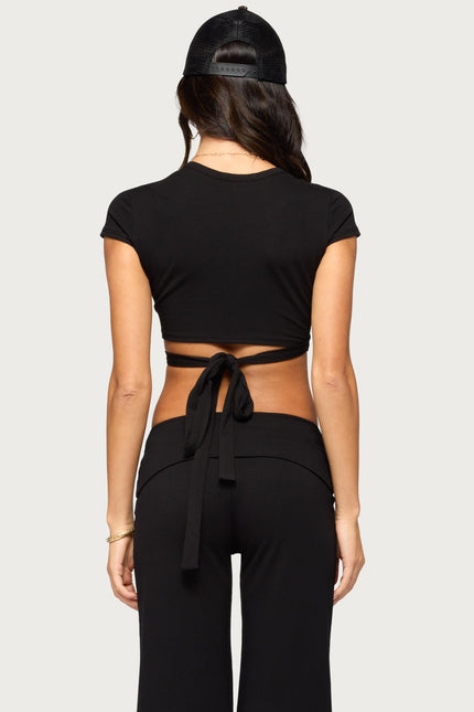 Laverne Wrap Crop Top - Black