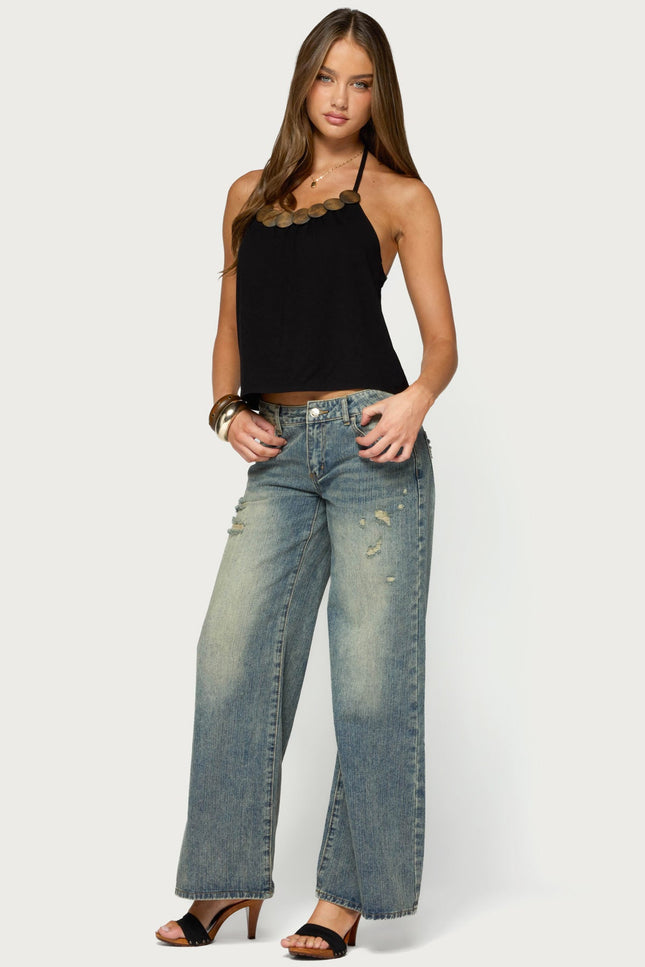 Gale Wood Disc Halter Top - Black