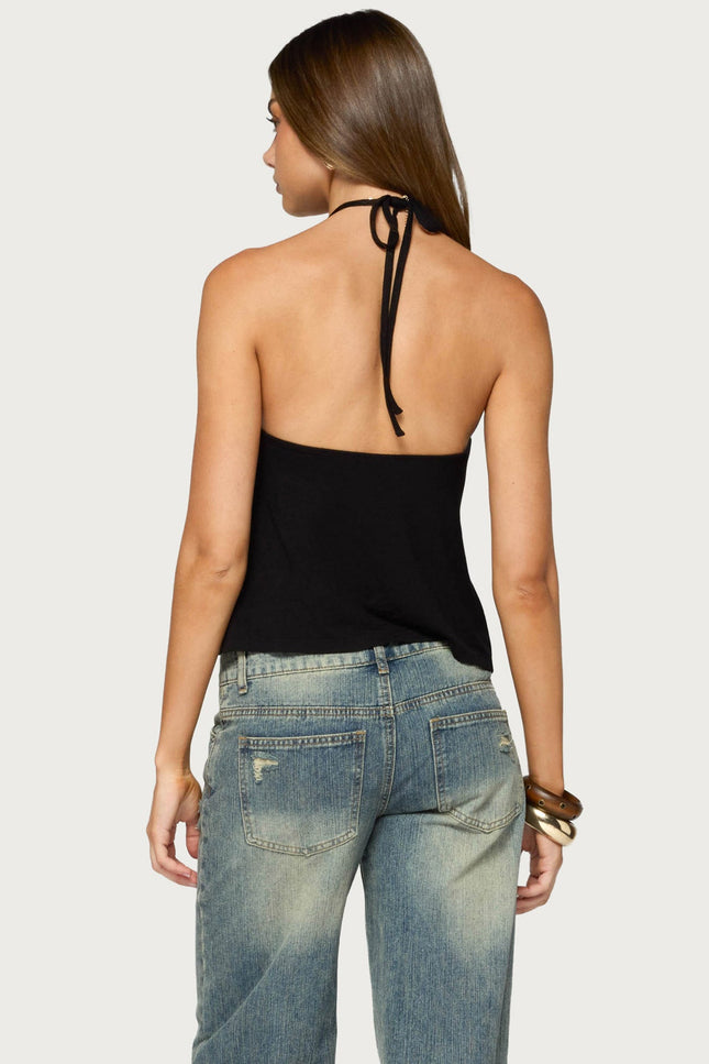 Gale Wood Disc Halter Top - Black