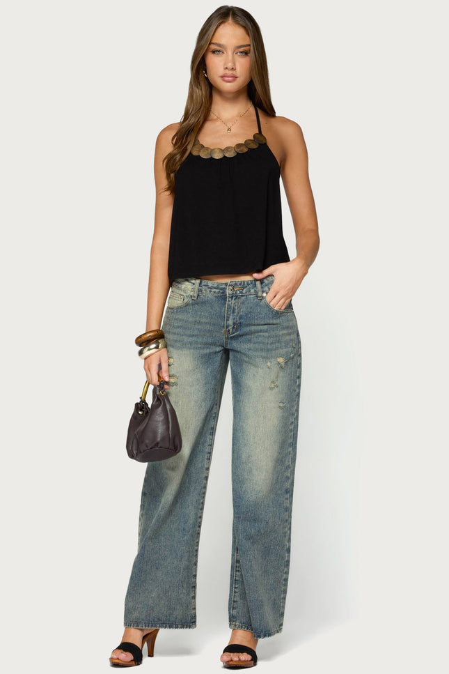 Gale Wood Disc Halter Top - Black