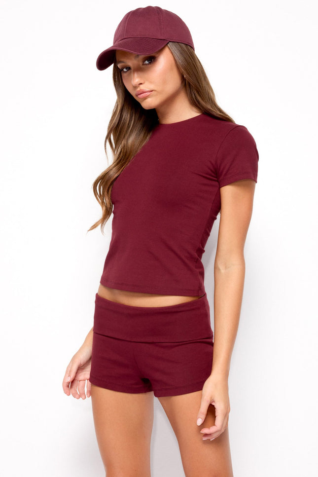 Marleaux Fitted T Shirt - Burgundy