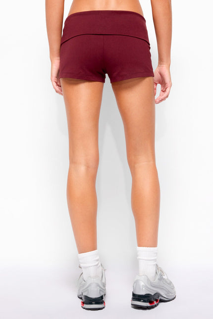 Marleaux Foldover Shorts - Burgundy