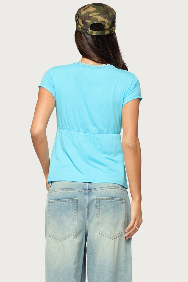 Palermo Lacey Babydoll Top - Aqua