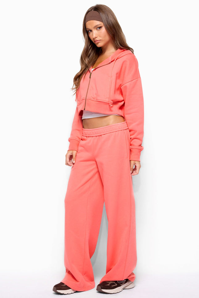 Byrdi Zip Up Hoodie - Coral