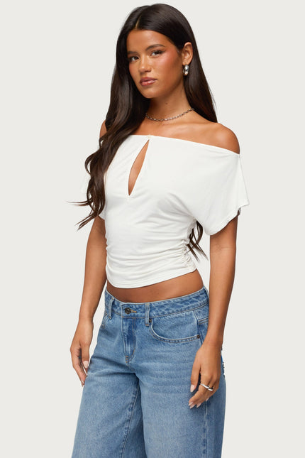 Hecate Off Shoulder Keyhole Top - White