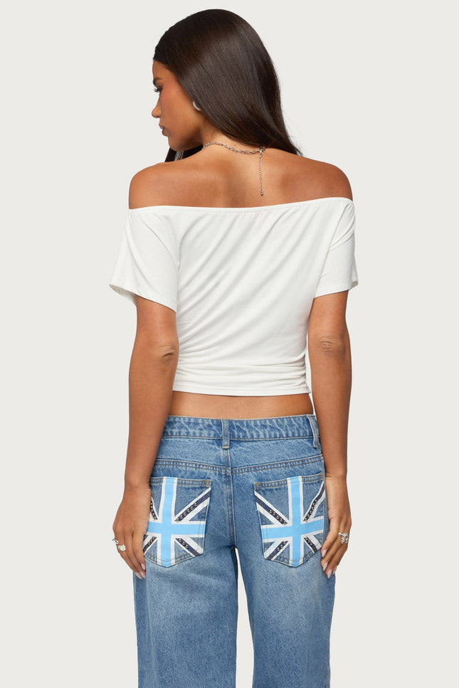 Hecate Off Shoulder Keyhole Top - White