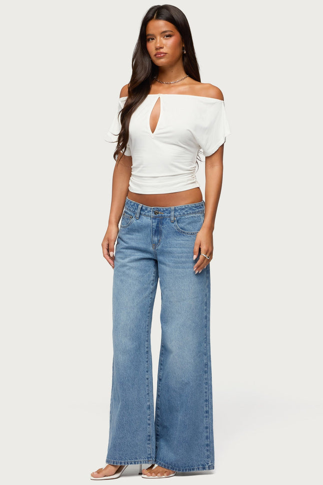 Hecate Off Shoulder Keyhole Top - White