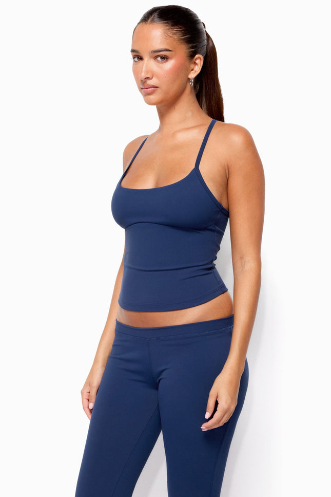Dafni Scoop Neck Tank Top - Navy