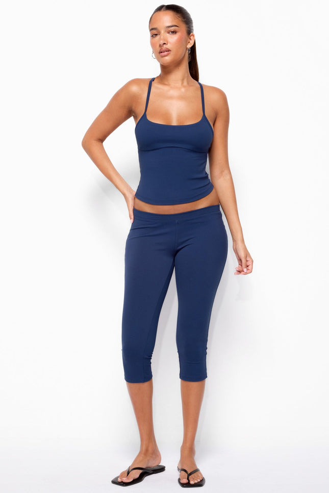 Dafni Scoop Neck Tank Top - Navy