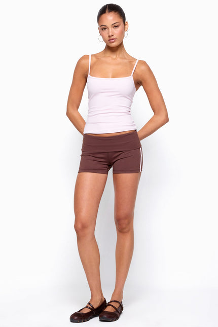 Ambar Reversible Contrast Tank Top - Brown And Pink