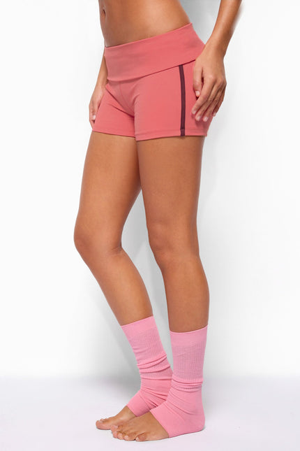 Ambar Contrast Stripe Shorts - Coral And Plum