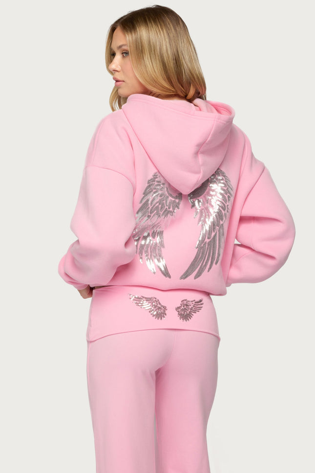 Angel Energy Sequin Hoodie - Pink