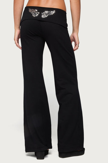 Angel Energy Sequin Foldover Pants - Black