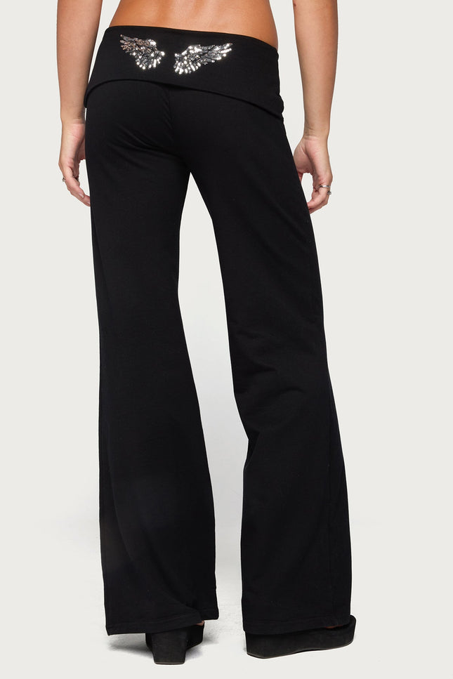 Angel Energy Sequin Foldover Pants - Black
