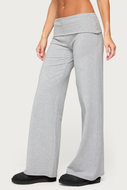 Angel Energy Sequin Foldover Pants - Gray Melange