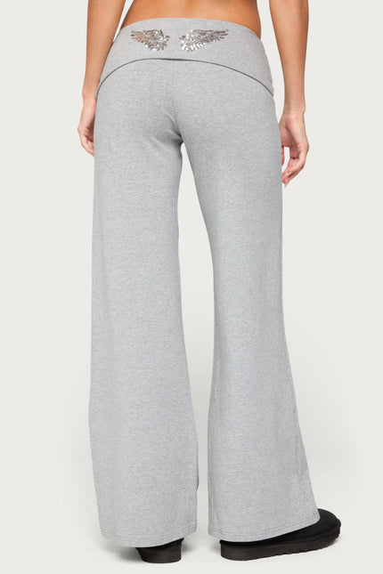 Angel Energy Sequin Foldover Pants - Gray Melange