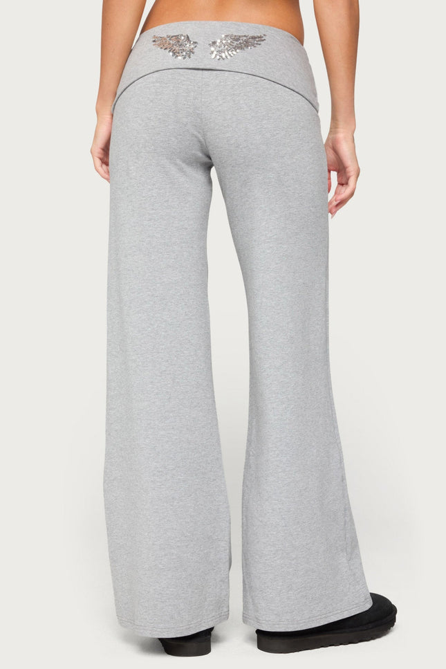 Angel Energy Sequin Foldover Pants - Gray Melange