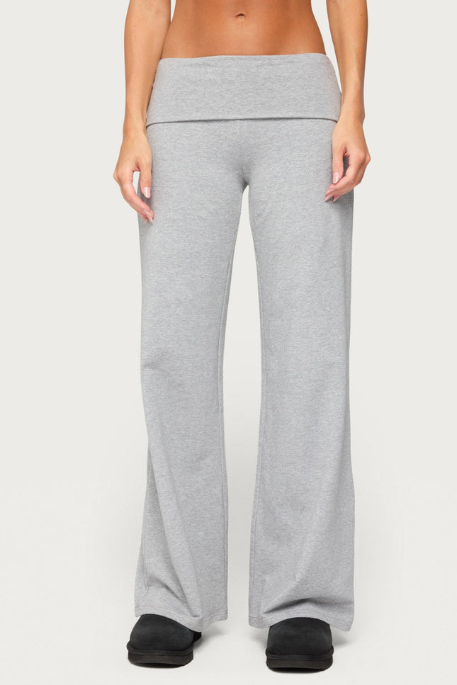 Angel Energy Sequin Foldover Pants - Gray Melange