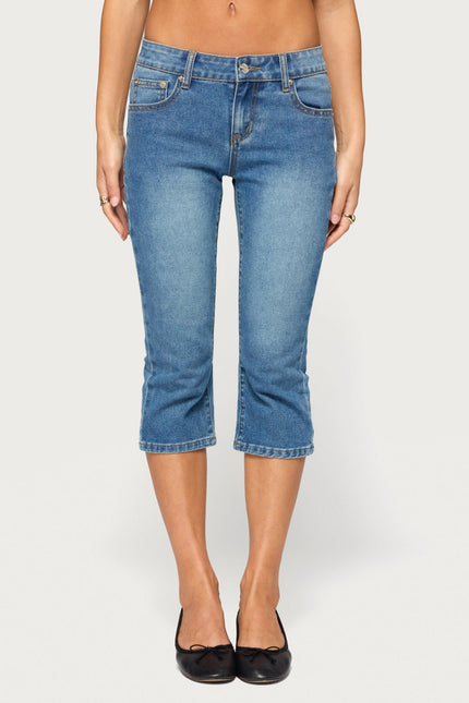 Fifer Low Rise Capri Jeans - Blue Washed