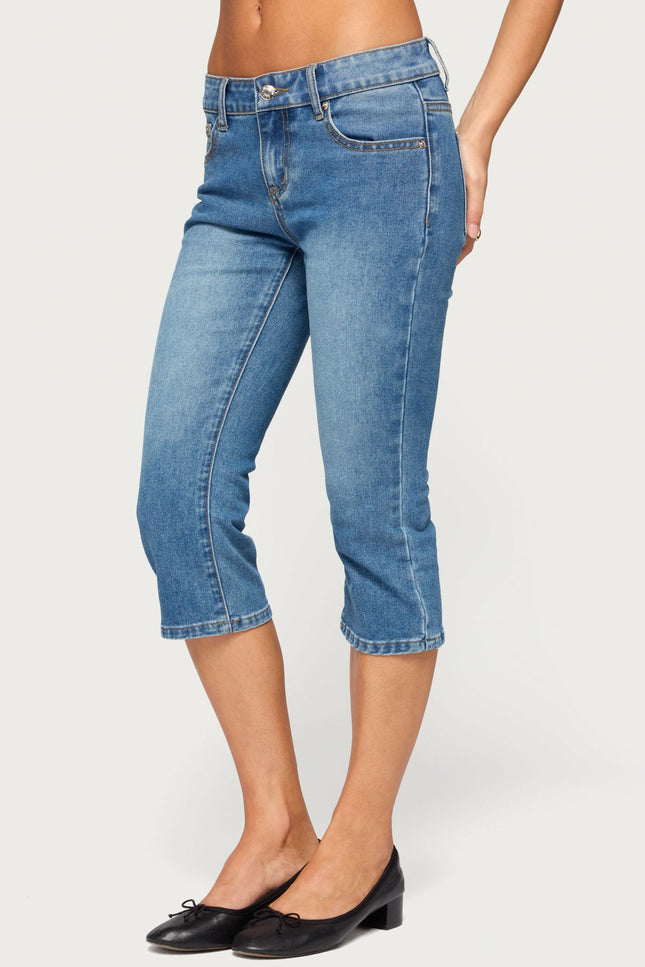 Fifer Low Rise Capri Jeans - Blue Washed