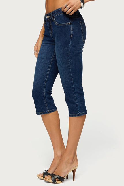 Fifer Low Rise Capri Jeans - Dark Blue Washed
