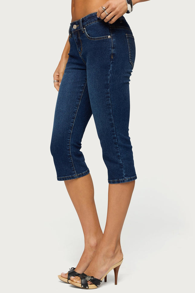 Fifer Low Rise Capri Jeans - Dark Blue Washed
